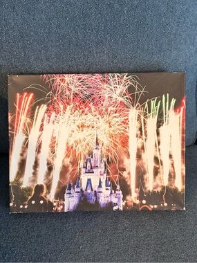 Walt Disney Cinderella Castle Fireworks Canvas Print - Night Scene 11”x14”
